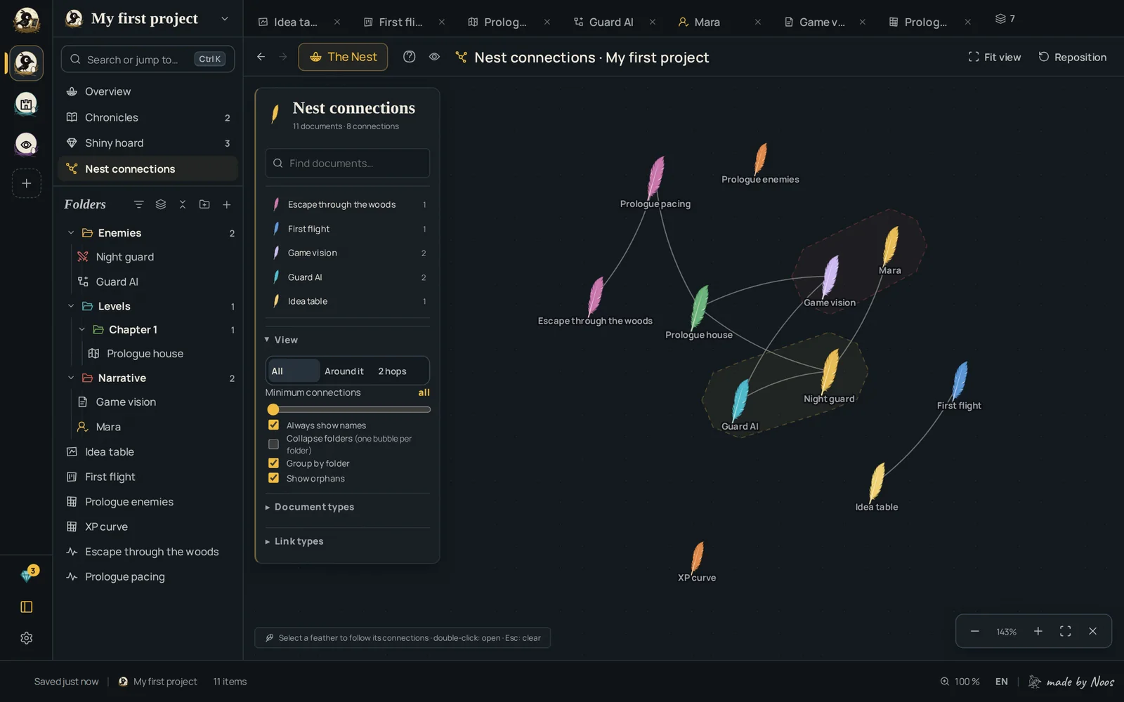The link map with connected documents